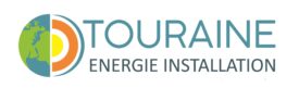 Logo Touraine énergie installation simple fond blanc avec écriture.